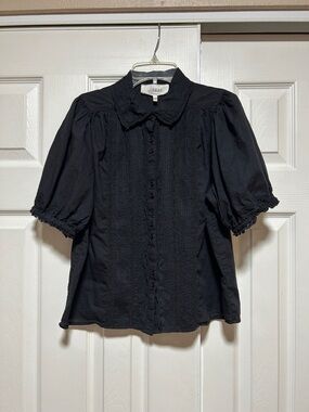 The GREAT Button Front Blouse Ruffle Lace Sleeves - Size 1 / Small
